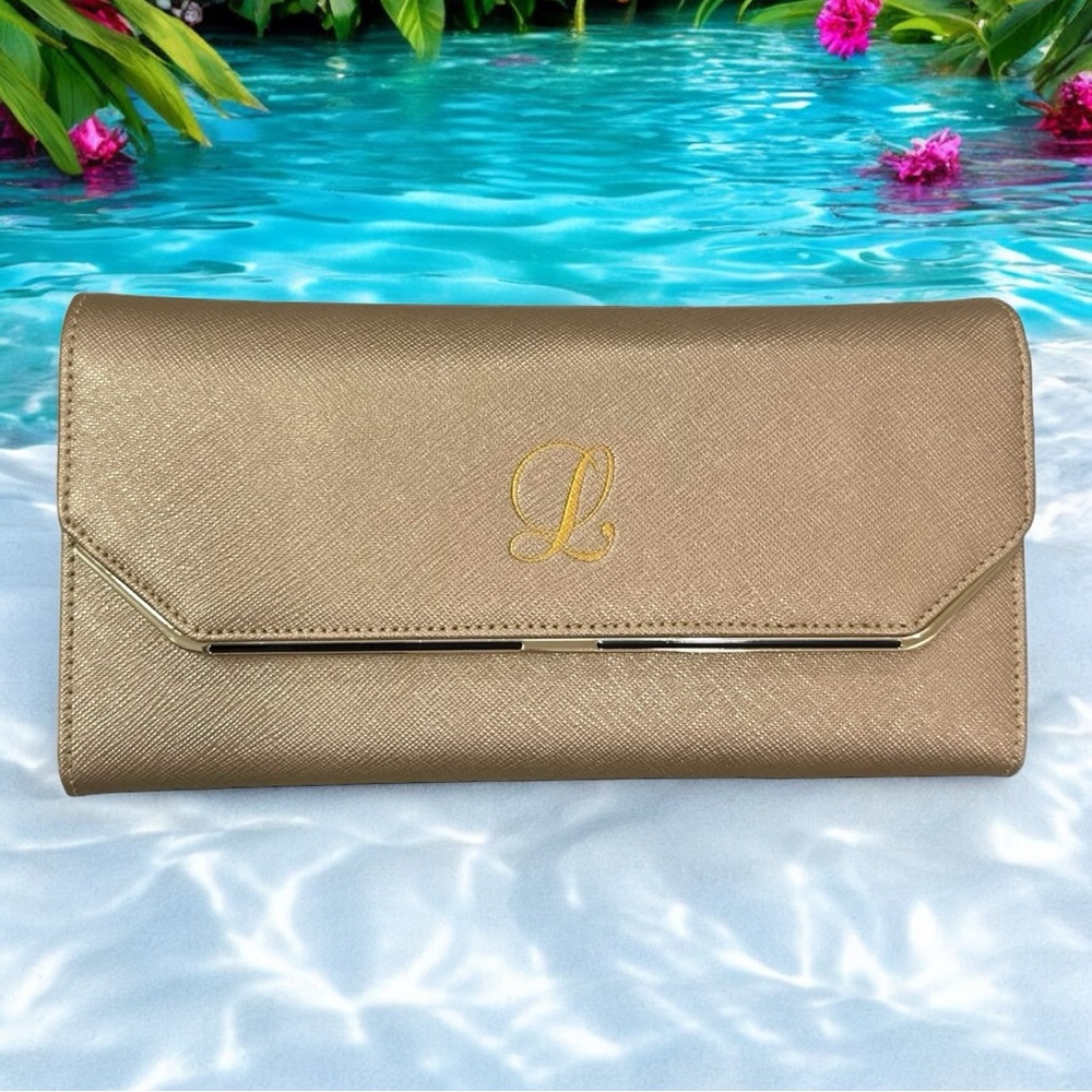 Women Wallet Genuine Leather Large Capacity with GPS and RFID Blocking (GOLDEN)